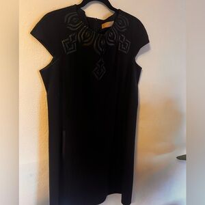 VENUS Black Mini Dress with Geometric Details